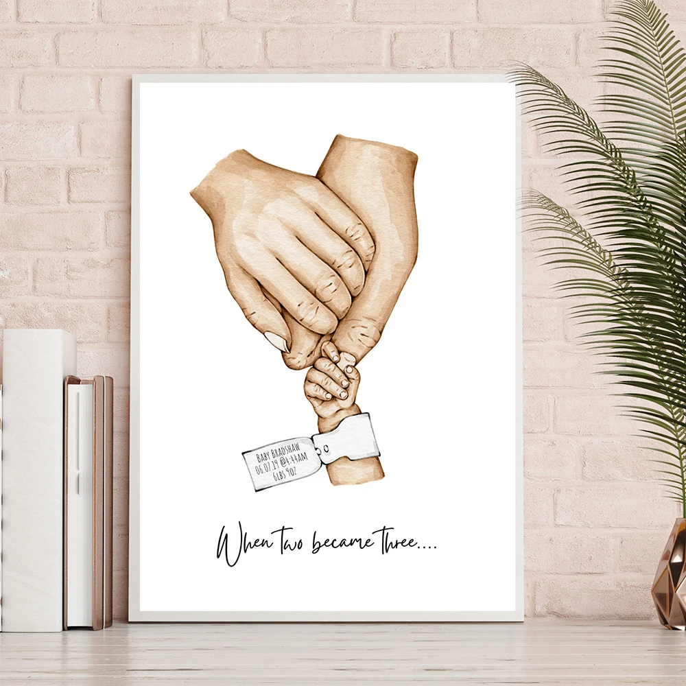 

Family Newborn Hands Art Poster Print Baby Birth Pictures Father's Day Gift Nordic Wall Canvas Painting Kids Bedroom Home Decor