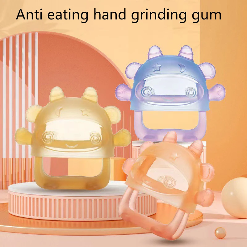 1 Piece Small Mushrooms Gloves Teether Silicone Anti-eating Hand Molar Stick Massage Gums Baby Anti-biting Teether