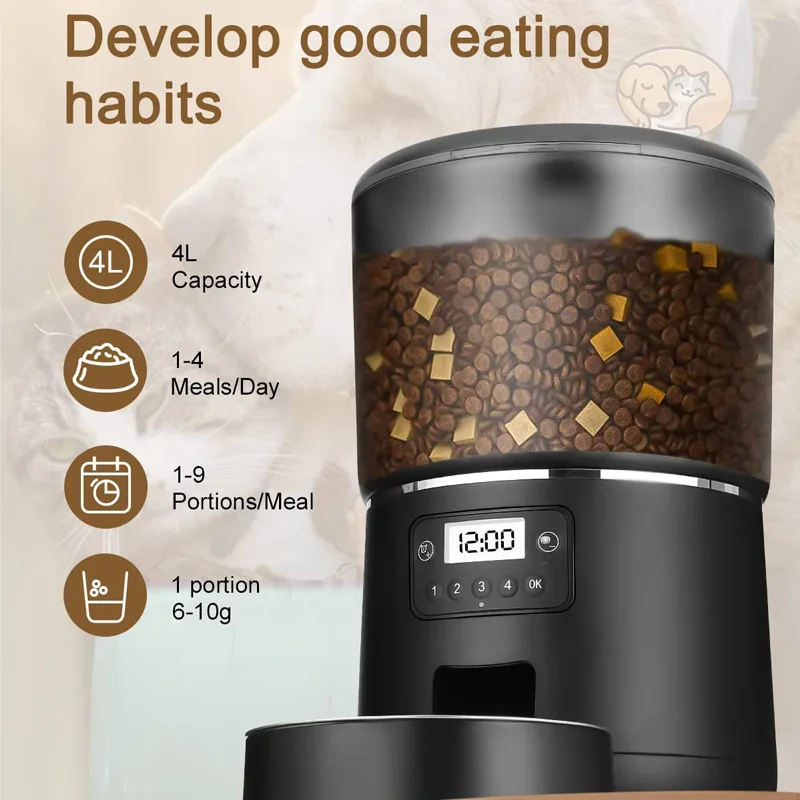 4L TuYa Wi-Fi Button Automatic Timmer Bowl Auto Feeder 4L Smart Pets Feeder Suitable for Small Cats and Dog Remote Feeding
