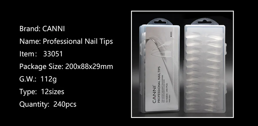 Cani 240 stücke drücken auf gefälschte Nägel halb matter Mandel sarg voll/halb Acryl quadrat falsche Nagels pitzen verlängern Verlängerung klebers pitzen – Detail 4