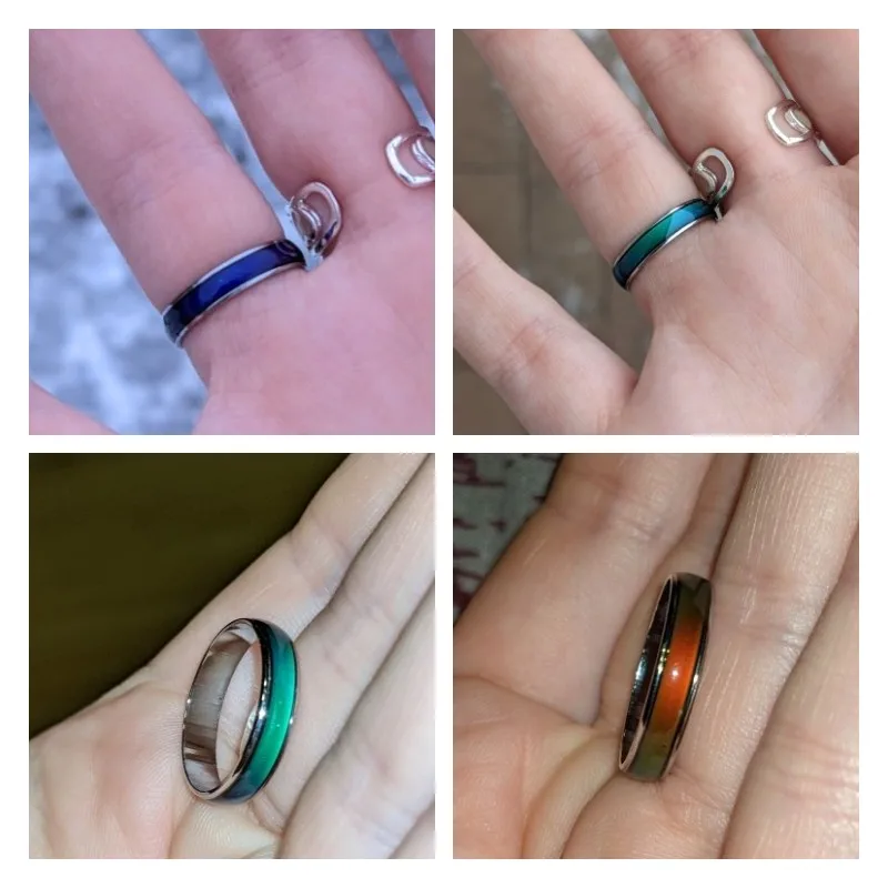 Stainless Steel Ring for Men Women Changing Color Mood Ring Temperature Sensitive Glazed Seven-Color Ring Couple Jewelry 2