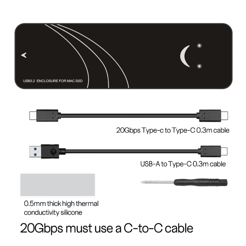 

10Gbps / 20Gbps USB 3.2 SSD Enclosure for Air / 2013-2017 SSDs with Cable