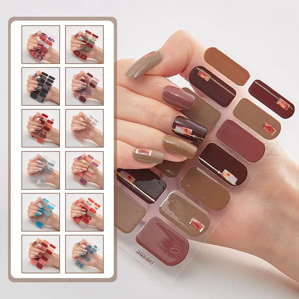 

Semi Cured Gel Nails Art Stickers Fashion Solid Color Nail Nail Gel Manicure UV LED Sticker Decal Decoration Lamp Decals Ne F7K2