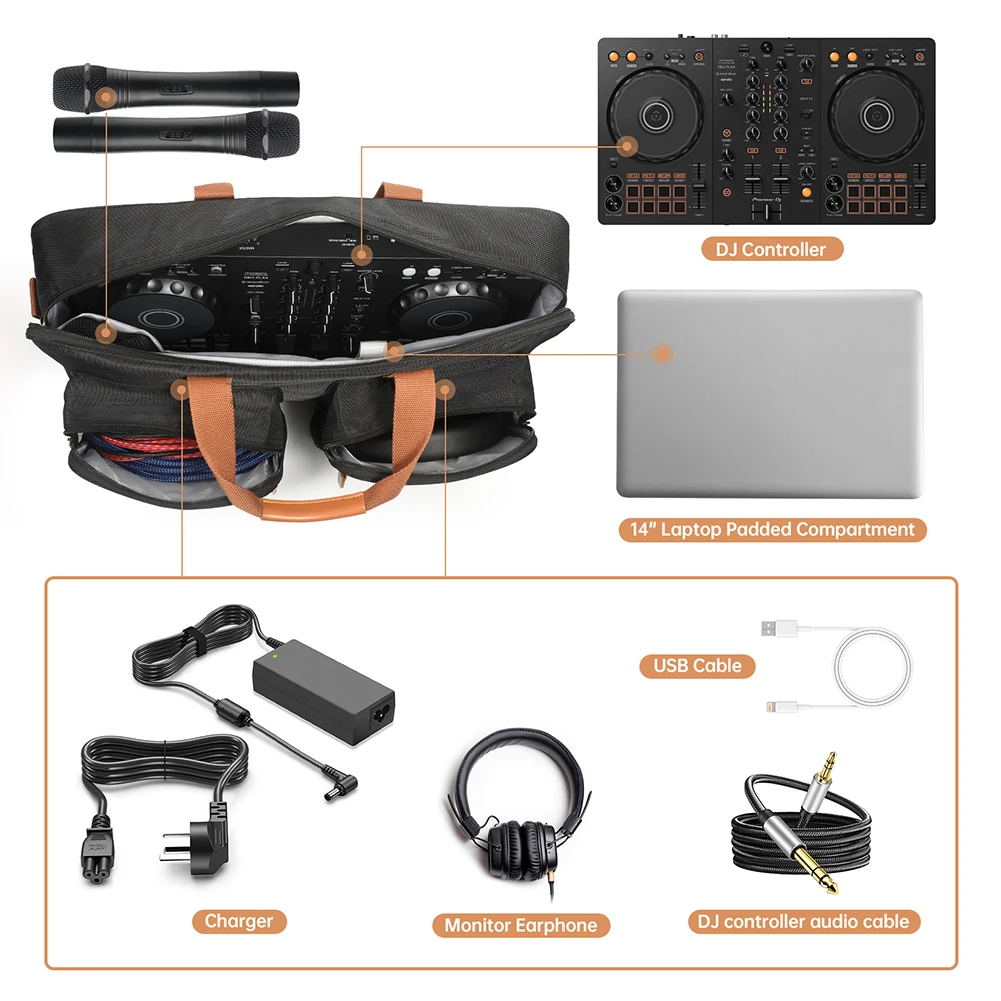 DJ 컨트롤러 패딩 보관 가방 턴테이블 보호 케이스, Pioneer DJ DDJ-800 DDJ-FLX104 FLX6, Numark Mixtrack Platinum용