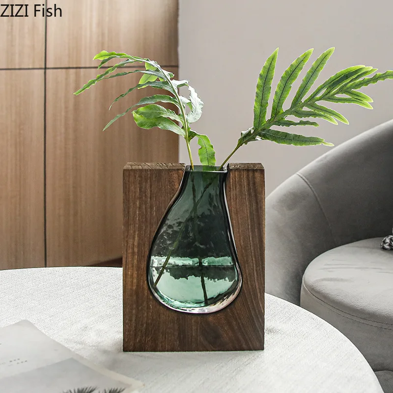 Vase de plantes de bureau hydroculture vase en verre avec support en bois  vase suspendu vase floral vintage vase de table tran[1031] - Cdiscount  Maison