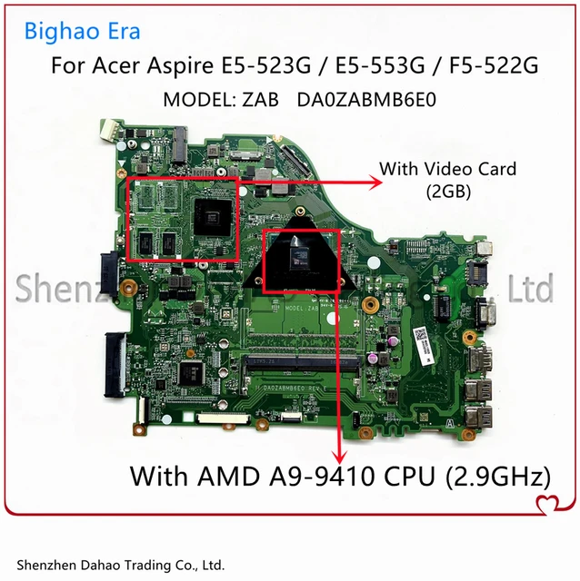 For Acer Aspire E5-553 E5-523 E5-523G Laptop Motherboard DA0ZABMB6E0 With A9-9410  CPU 2G-GPU NB.GDL11.002 NBGDL11002 100% Tested