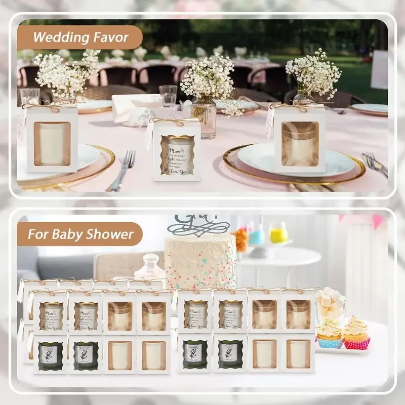 10/20pcs Candle Gift Boxes with Transparent Window, Paper Packaging with Label and Twin... - SKU CGB01058 - UGI Packaging