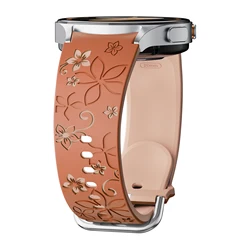 Engraved Silicone Sport Bracelet - No Gaps Band for Galaxy 5 pro 45mm (Brown-milk tea)
