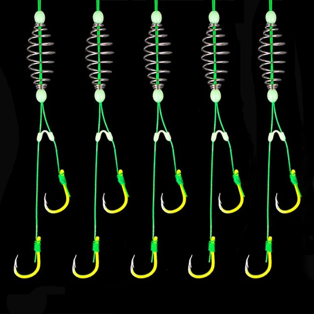 5pcs/lot Double Barbed Hook 7#-13# High Carbon Steel Fishing Hooks with PE  Line