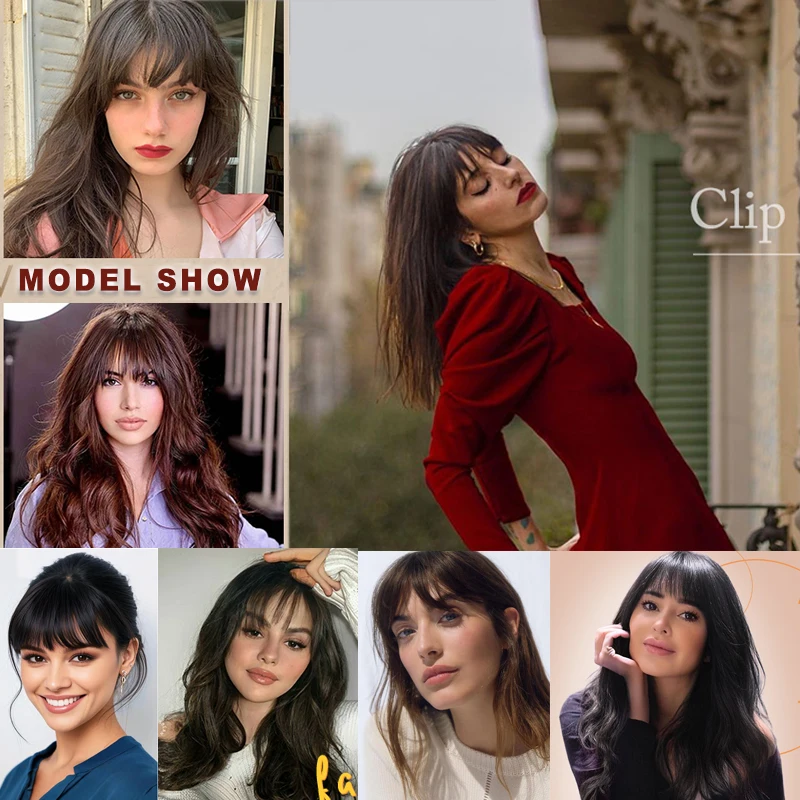 Clip Style Bangs 100% Real Hair Extensions Fake Bangs Women's Bangs Clip Style Hair With Sideburns Wig Fake Bangs Daily Wear