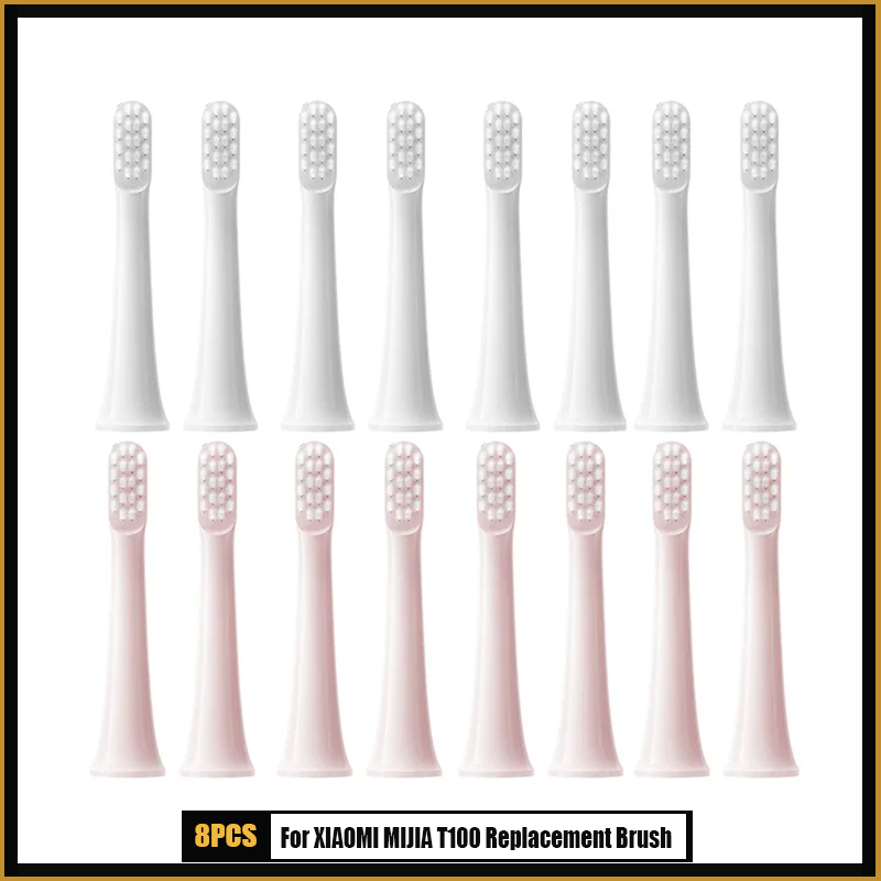 For XIAOMI MIJIA T100 Replacement Brush Heads Sonic Electric Toothbrush Vacuum DuPont Soft Bristle Suitable Nozzles 8PCS