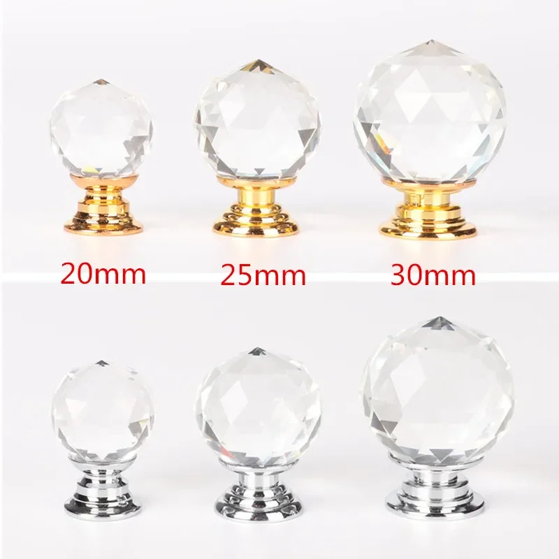 Description Picture 5 of item20mm 30mm 40mm 50mm Crystal Ball Design Clear Crystal Glass Knobs Cupboard Drawer Pull Kitchen Cabinet Wardrobe Handles Hardware