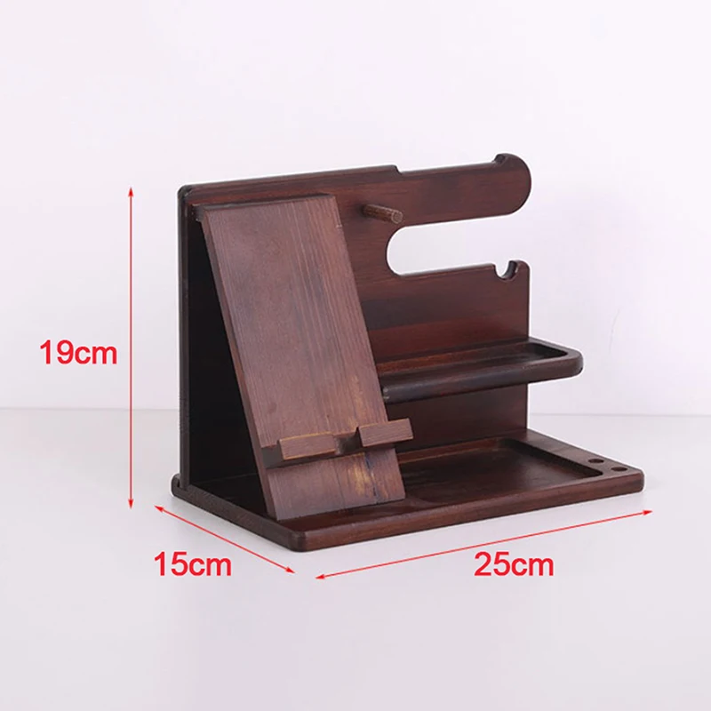 Wooden Bedside Wood Phone Docking Station Holder Wallet Stand Multifunctional Watch Storage Rack Home Desktop Decoration 6