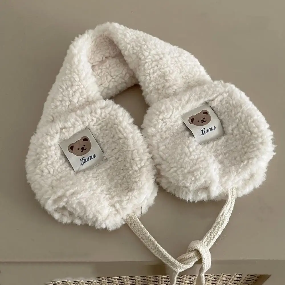 Korean Cute Bear Plush Earmuff Lamb Wool Lace-up Ear Muffs Winter Warm Anti-freeze Ear Covers Fleece-lined Thickened Ear Bag