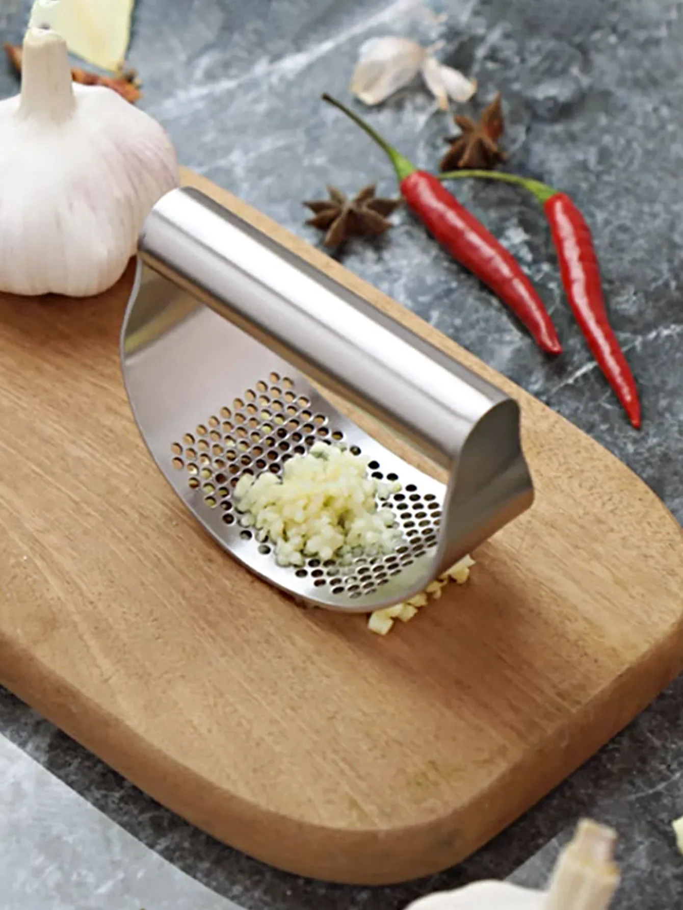 Garlic Mincer Manual Stainless Steel Garlic Crusher Press for Fruits & Vegetables Kitchen Food Processor Tool