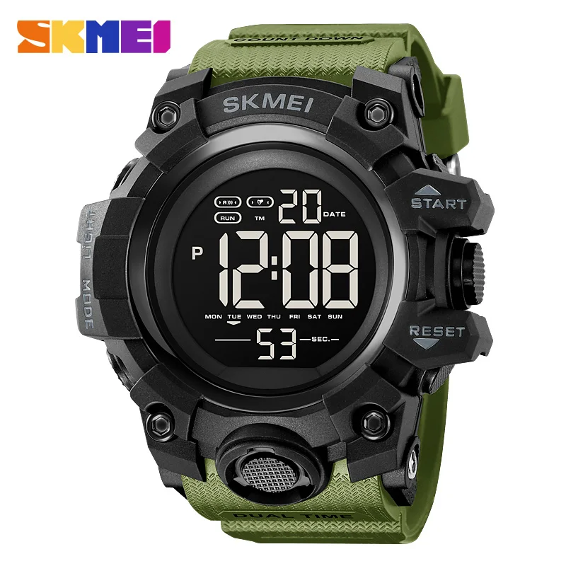 

SKMEI Waterproof Shockproof Digital Men Watch 2Time Chronograph Military Electronic LED Wristwatch Fashion Sport Male Clock Gift