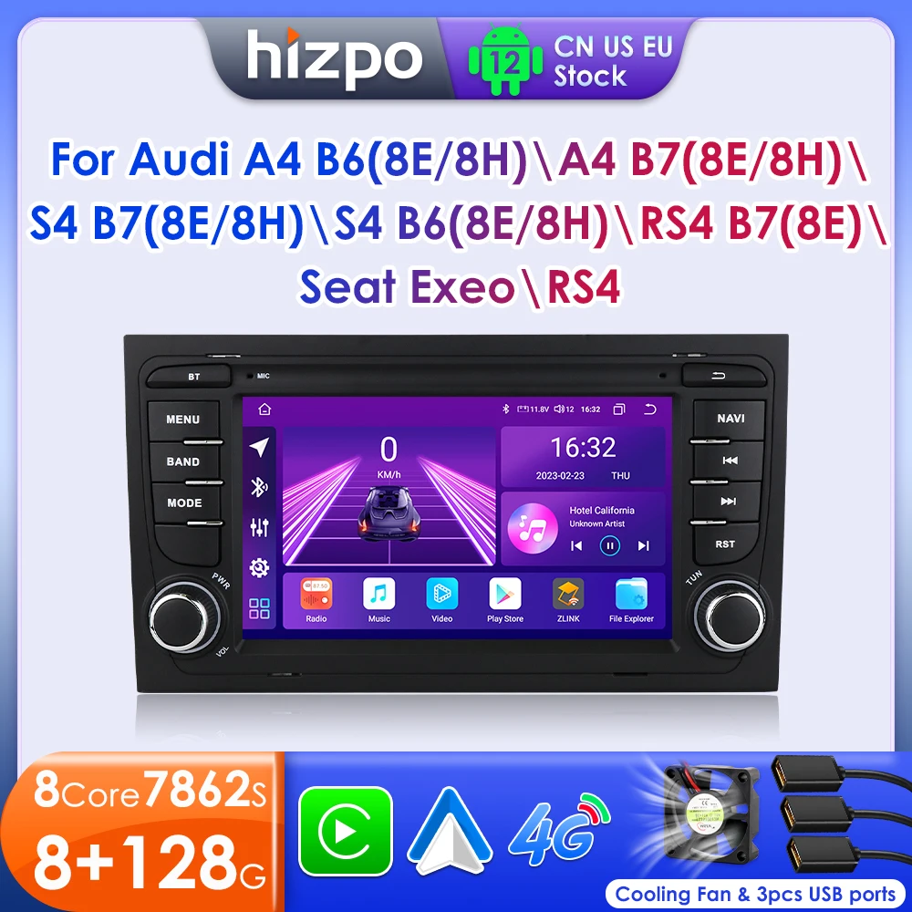 

Hizpo 7" AI Voice Radio for Audi A4 B9 B8 B7 B6 S4 RS4 SEAT Exeo Android Auto Carplay Car Multimedia RDS DSP GPS 2din Autoradio