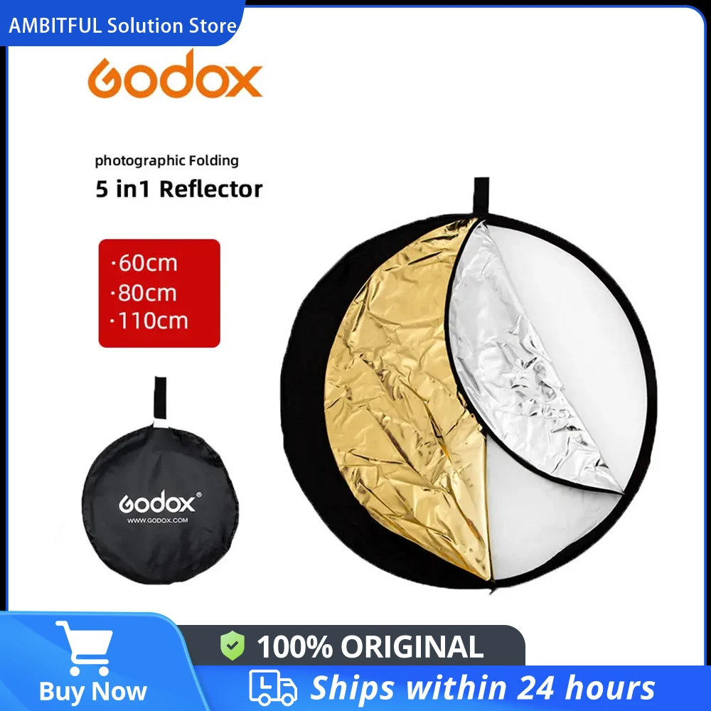 GODOX 24" 60cm 80cm 110cm 5 in 1 Portable Collapsible Light Round Photography Reflector for Studio Multi Photo Disc Photography Reflector