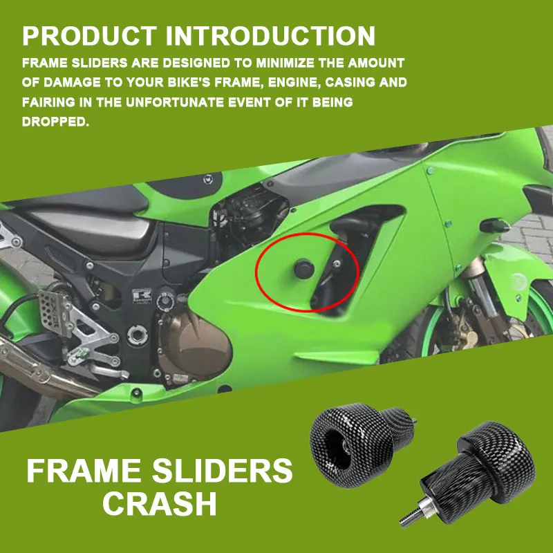 ZX 6R 9R 12R No Cut Motorcycle Frame Sliders Crash Falling