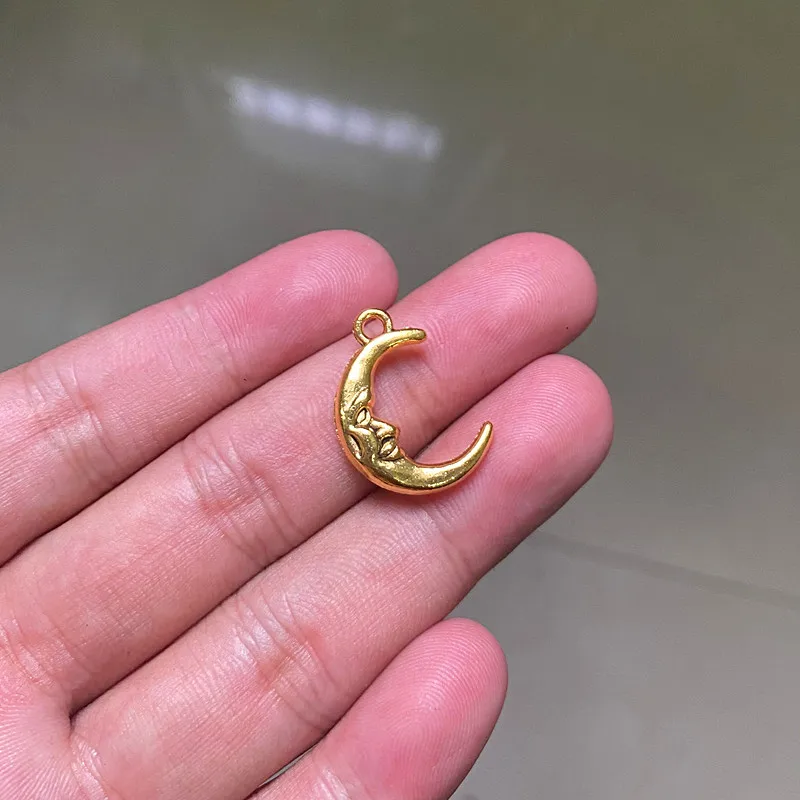 

10pcs 22x15mm Antique Gold Colour Moon Pendants Charms Jewelry Making DIY WomenNecklace Bracelet Handmade Crafts Accessories
