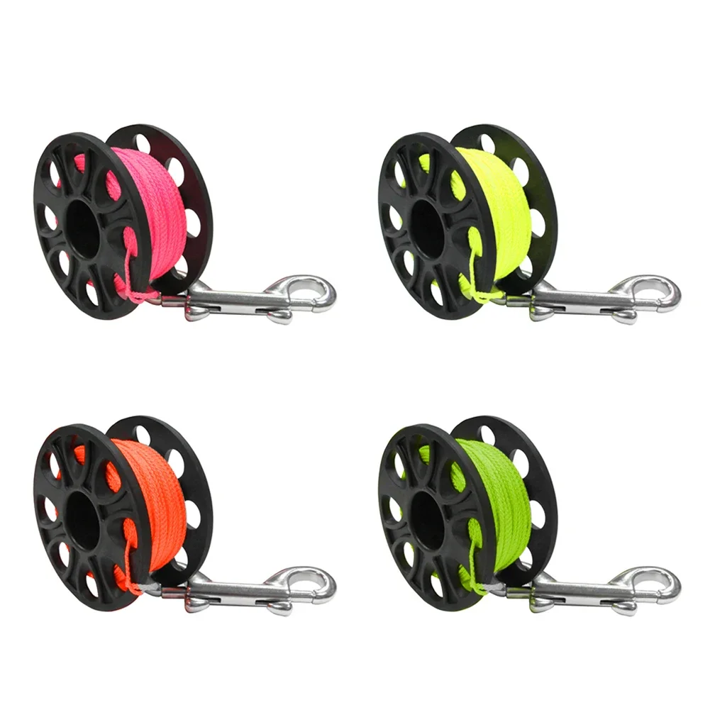 30M Scuba Diving Spool Finger Reel with Stainless Steel double ended hook Tech Snorkeling Equipment Cave Wreck Guide Line Reel