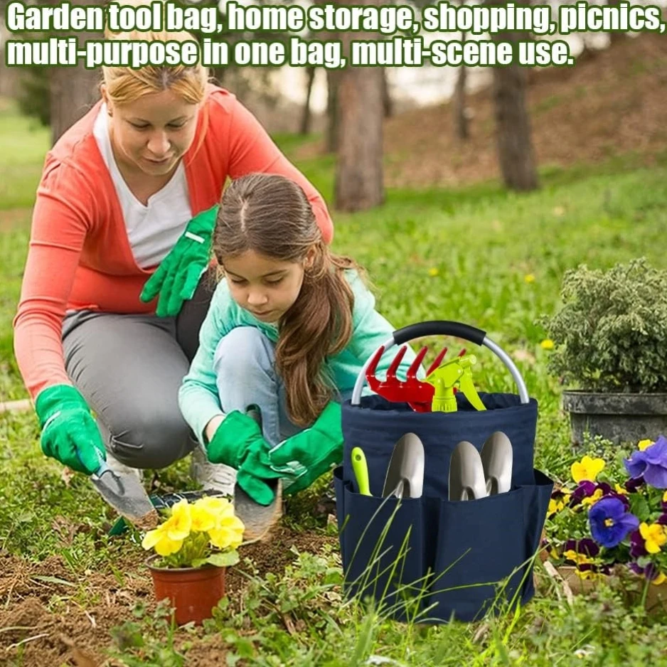 Jardinagem Ferramenta Basket Bucket, Organizer Pouch, Storage Bag, Hand Tool Bag, Planting Props, 6 Grids Pocket
