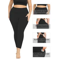 Women's High-Waisted Yoga Pants Plus Size Butt-Lifting Workout Leggings with Pockets Elastic Activewear for Gym & Running - Image 2