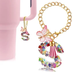 Chic Butterfly Initial Keychain Charm for Tumblers and Accessories (S)