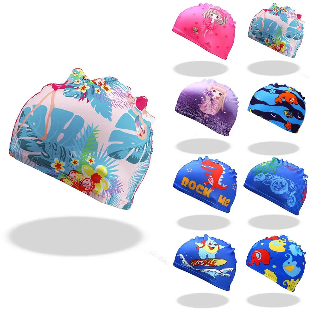 

YOUZI Kids Cartoon Swimming Caps Digital Printing High Elastic Sports Swim Pool Hat Diving Hats For Boys Girls