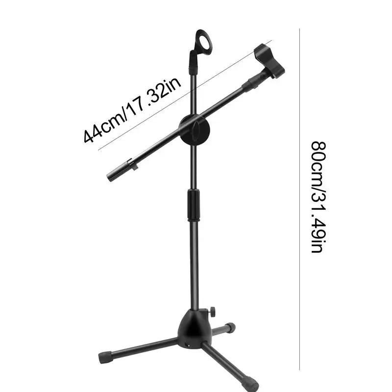 Suporte dobrável e ajustável para microfone, tripé ajustável e portátil com clipe para desktop