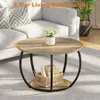 Round Coffee Table with Storage, 27.6 inch Small Living Room Tables with Adjustable Feet, Farmhouse Center Table for Home Office 6