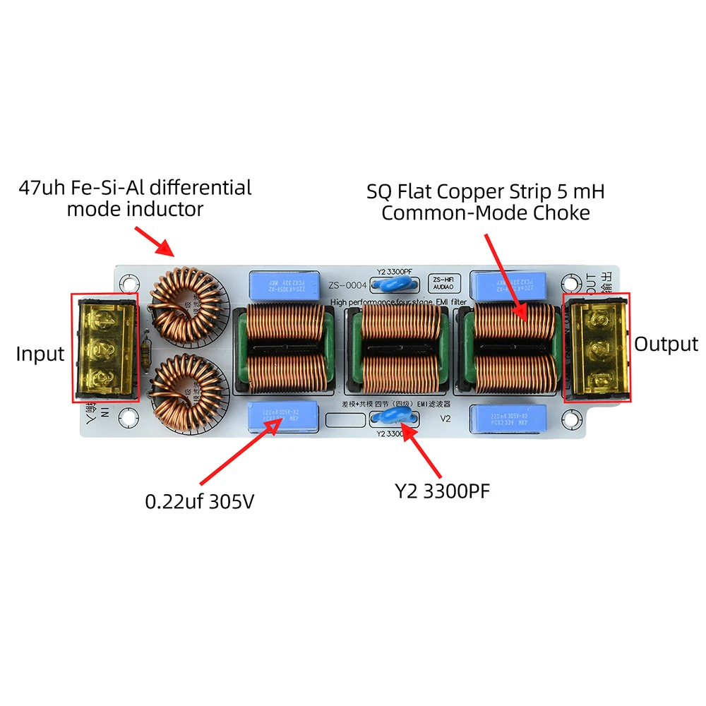 AC 110V 220V EMI 필터 전자기 간섭 억제 모드 전원 EMC 오디오 증폭기 인버터 정화기