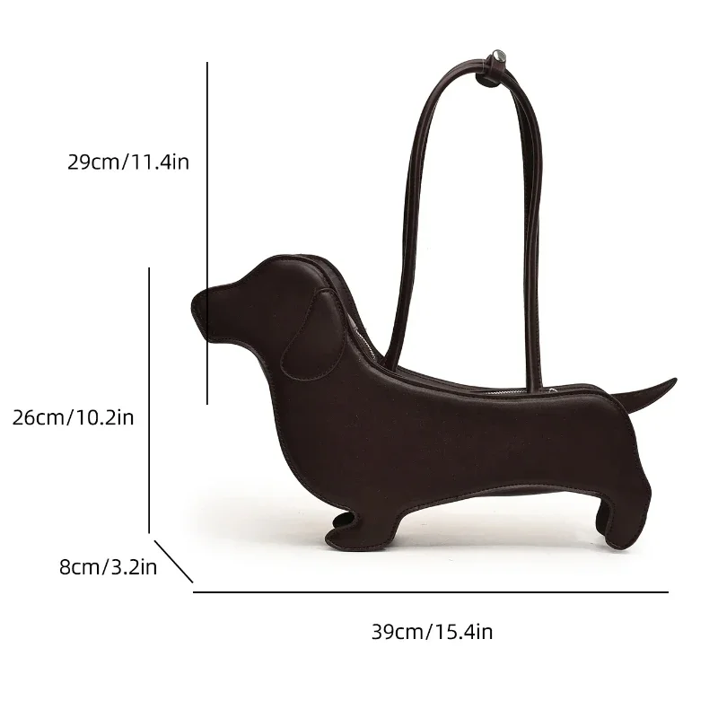 INS Three-dimensional Dachshund Shoulder Bag PU Leather Retro Handbag Korean Design Underarm Bag Purse and Handbag Designer Bag
