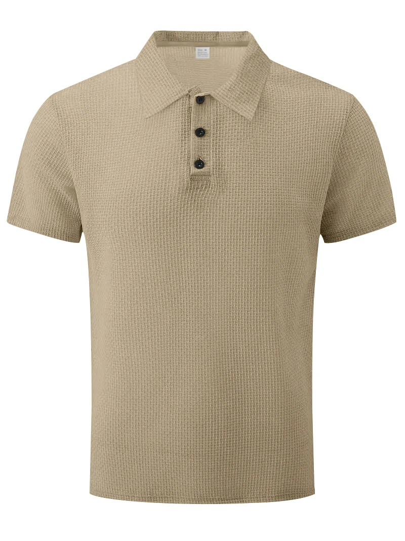 2024 여름 남성 캐주얼 폴로 셔츠, 통기성 비즈니스 남성 골프 소셜 반팔 라펠 루즈 티셔츠, 솔리드 쿨 탑