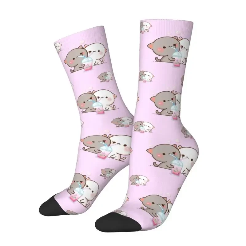 

Couple Mochi Cat Peach And Goma Mens Crew Socks Unisex Novelty Spring Summer Autumn Winter Dress Socks