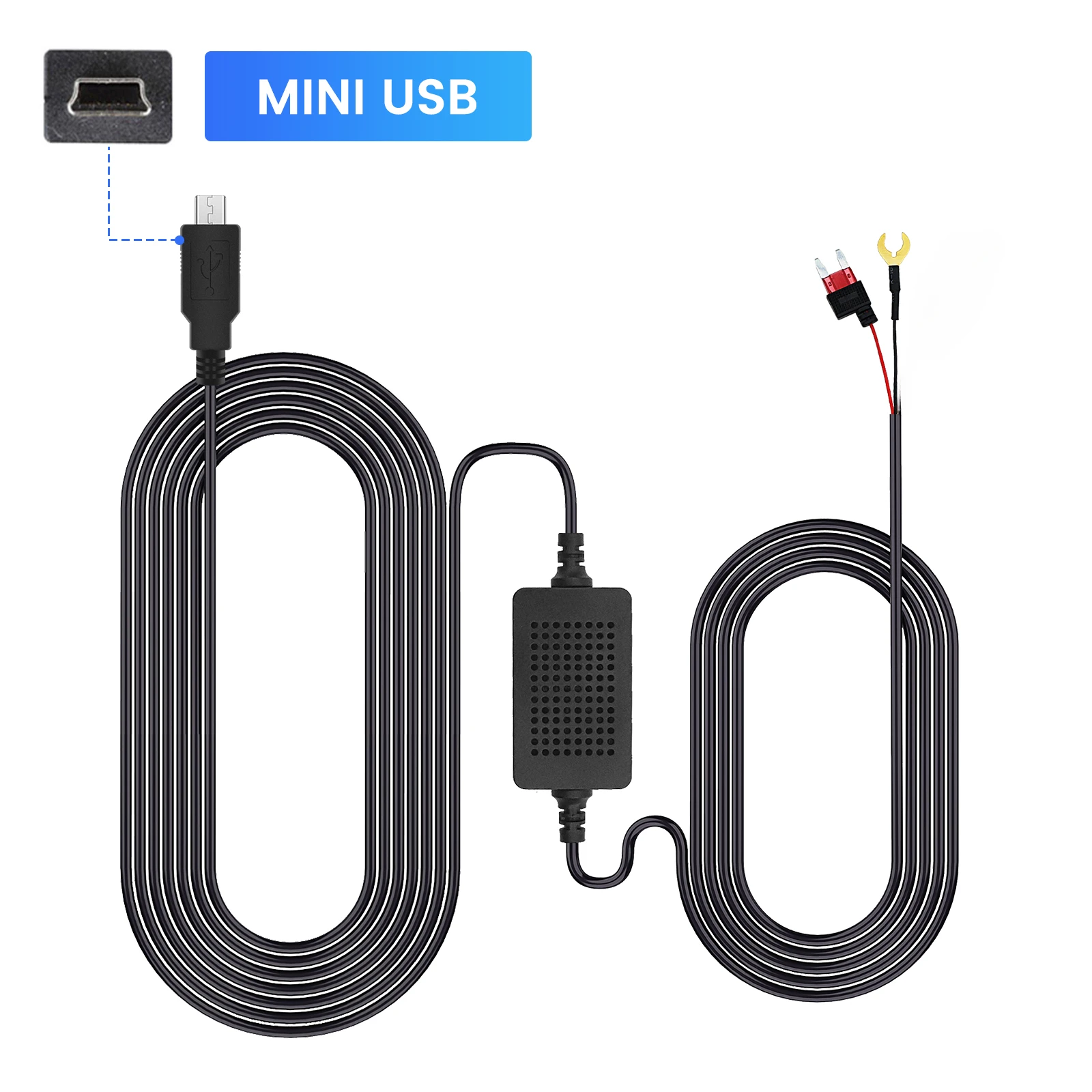 eSynic Kit Trasformatore Step-Down con Filo Rigido 3.5m per Dash Cam Centralina 12V-24V a 5V Hardwire Type C USB con Portafusibili Mini ACS ATO Micro2 per Dashcam da Auto Camion SUV