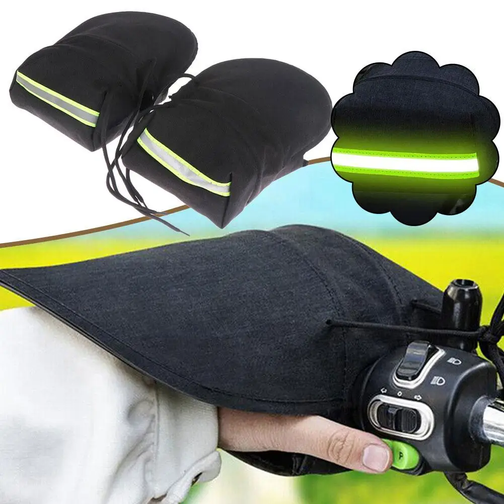 

1 pair Motorcycle Handlebar Muffs Winter Airy 3D PU fluff Waterproof Gloves Motorcycle Gloves With highlighted reflective strip