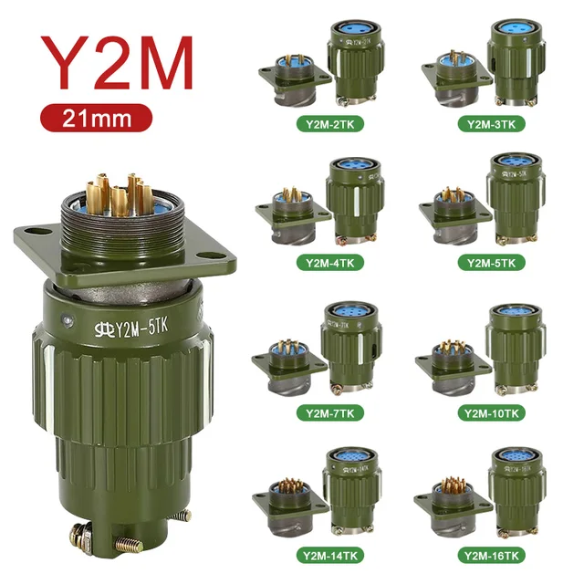 Y2M 2/3/4/5/7/10/14/16 Pin Aviation Socket YP21 Cable Joint Aviation Connector Plug Socket 21mm 1