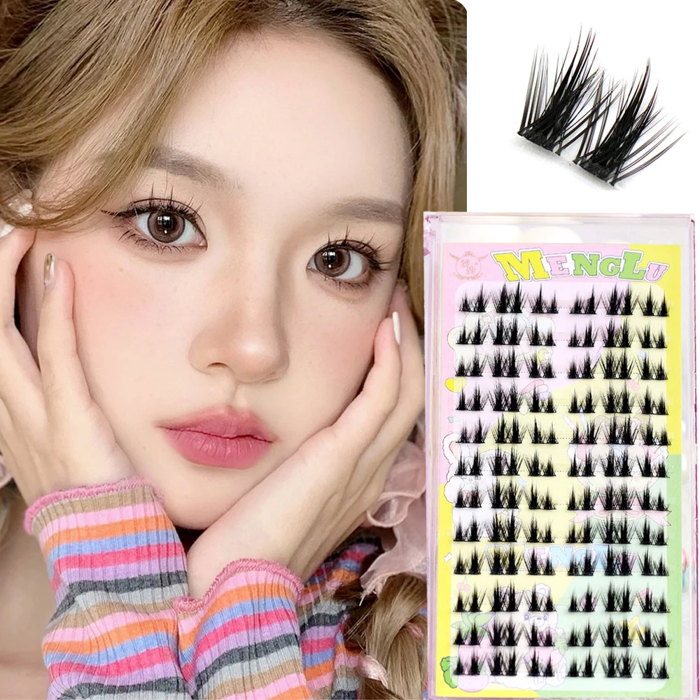 Menglu 12 rows lashes clusteru načechraný norek lashes segmented dvojitý kování málo běs falešný řasy kawaii líčení řasa