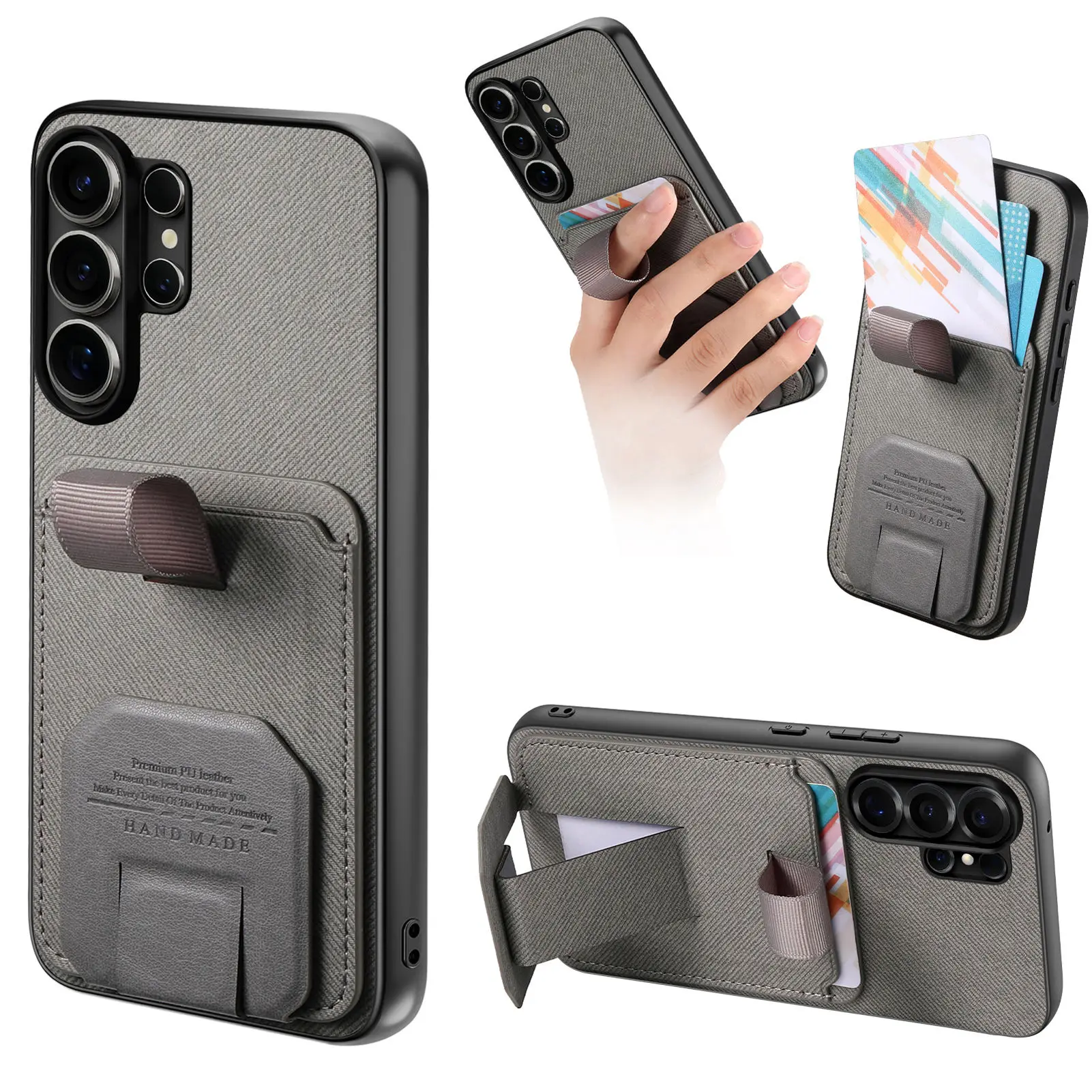 Luxury Wristband Holder Card Slot Phone Case with Stand and Anti-Drop Features