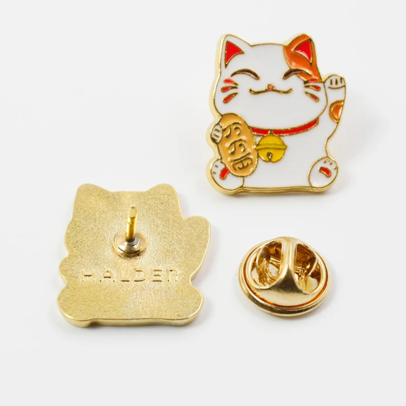 Lucky Mew Maneki Neko Lucky Cat Brooch Pins Enamel Metal Badges Lapel Pin Brooches Jackets Jeans Fashion Jewelry Accessories