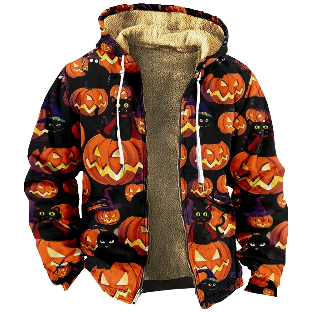 Halloween Hoodie 2024 New Long Sleeve Zipper Sweatshirts Stand Collar Coat Women Men Fashion Clothes