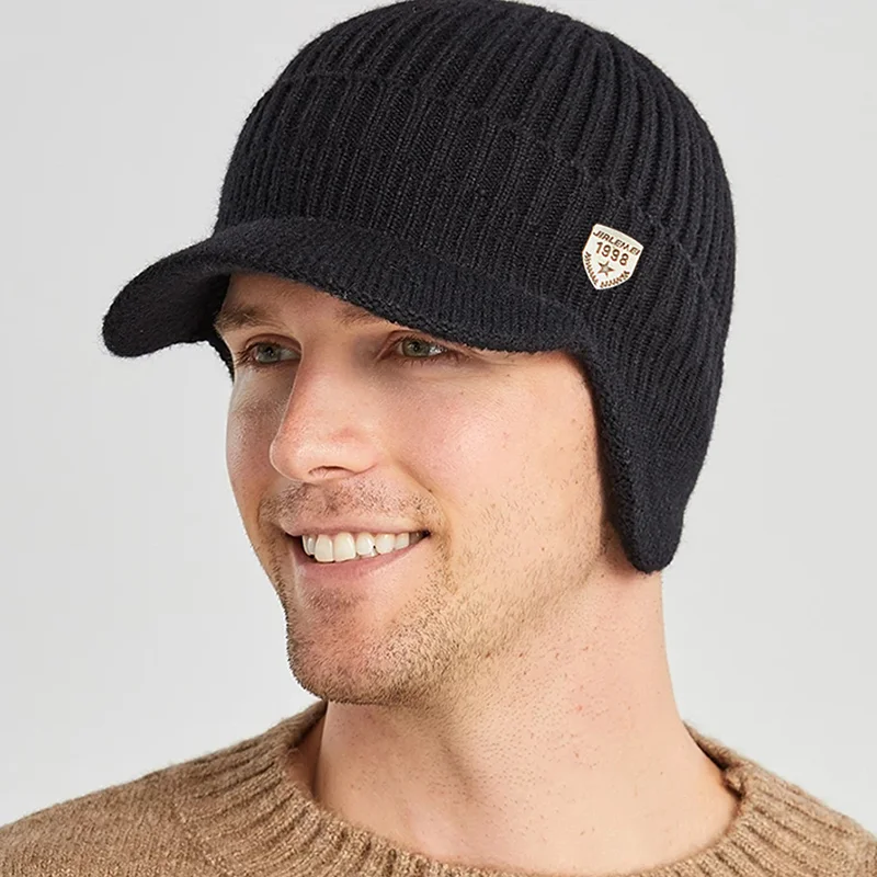 Men-Winter-Knitted-Hat-Outdoor-Cycling-Ear-Protection-Warmth-Peaked-Cap ...