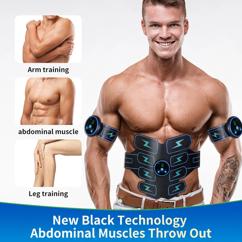 ABS Toning Belt Muscle Training EMS Trainer Muscle Stimulator USB Rechargeable Home Gym Loss Weight Workout Machine Men Women