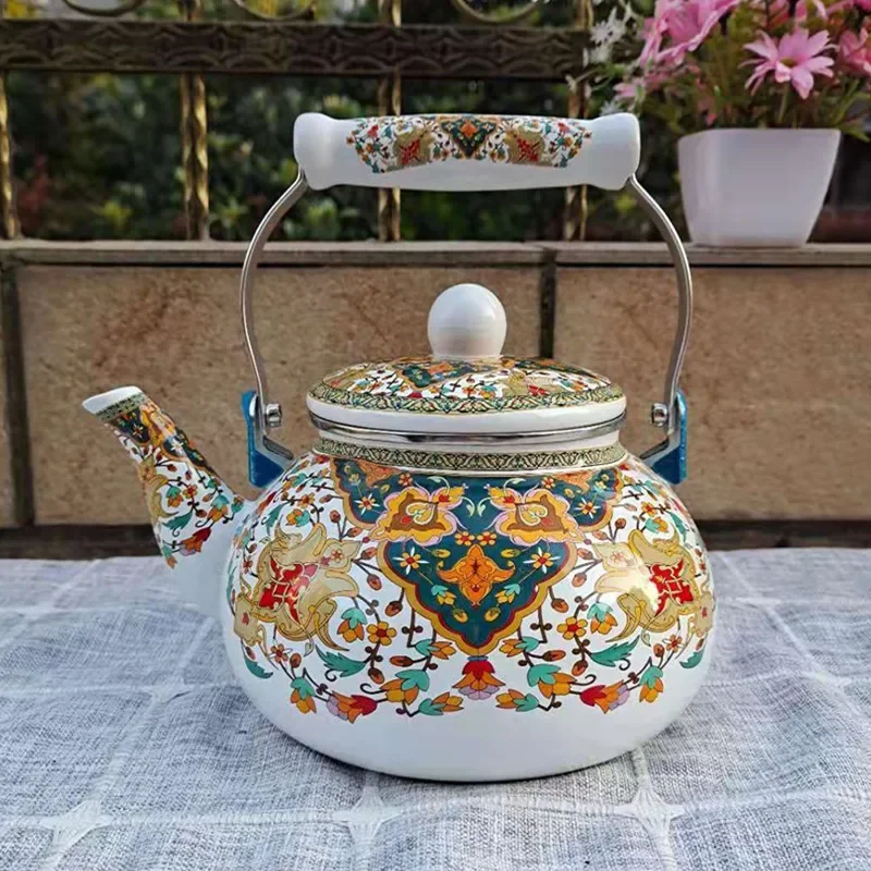 2.5L Thickened Enamel Teapot Household Kitchen Enamel Kettle Kettle Boiler Gas Induction Cooker Available