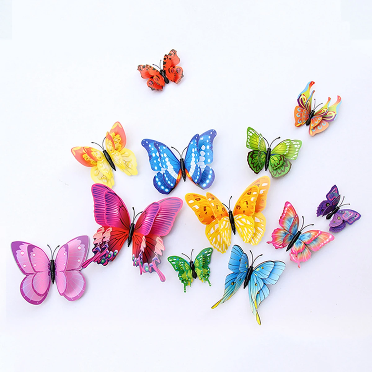 12 Piece 3D PVC Wall Stickers Magnet Double-Layer Butterfly Decor, Simulation Stereo Wall Sticker DIY Home Decor Poster Bar Bathroom Kitchen
