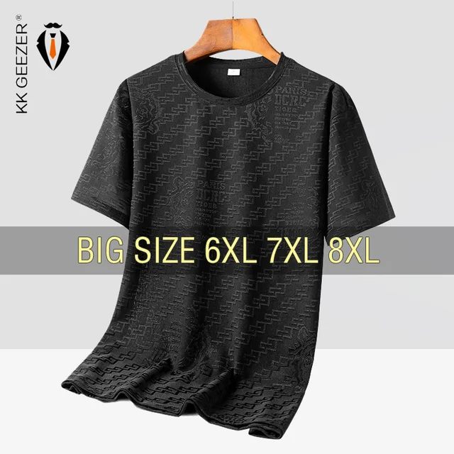 T Shirt Men Ice Quick-drying Loose Oversized 6XL 7XL 8XL Plus Size Fitness Short Sleeve Oversize Black T-shirts Summer Fashion 1