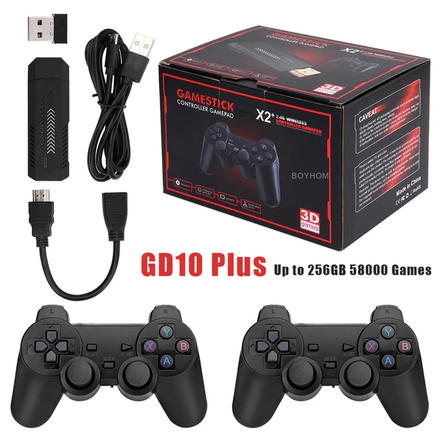 X2 Plus GD10 Pro 4K Game Stick 3D HD Retro Video Game Console Wireless Controller TV 50 Emulator For PS1/N64/DC 256G 128G 64G 1