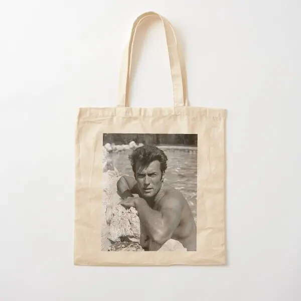 

Clint Eastwood At Pool Black And White Canvas Bag Tote Foldable Shopper Casual Fashion Handbag Fabric Ladies Women Unisex