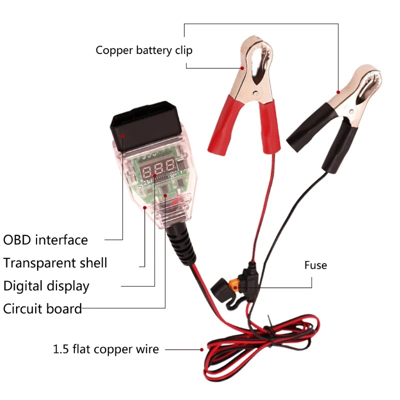 OBD2 Automotive Battery replacement Tool Car Computer Memory Saver Emergency Power Supply Cable Replacement D7YA 4